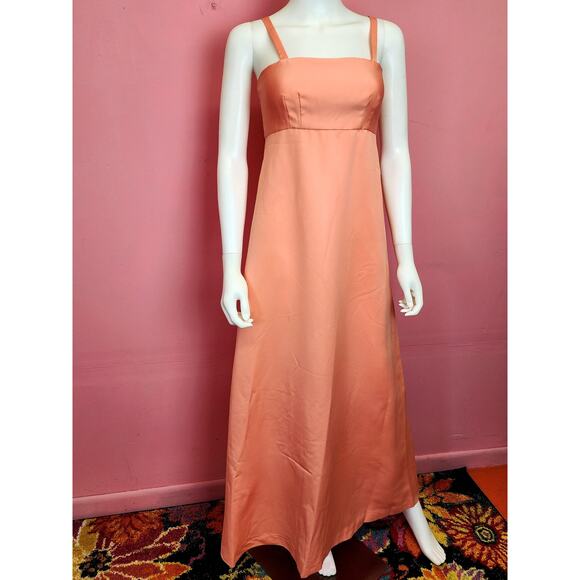 Vintage 1970's Orange 2 Piece Gown with Matching Sheer Organza Lace Bolero - Picture 2 of 10